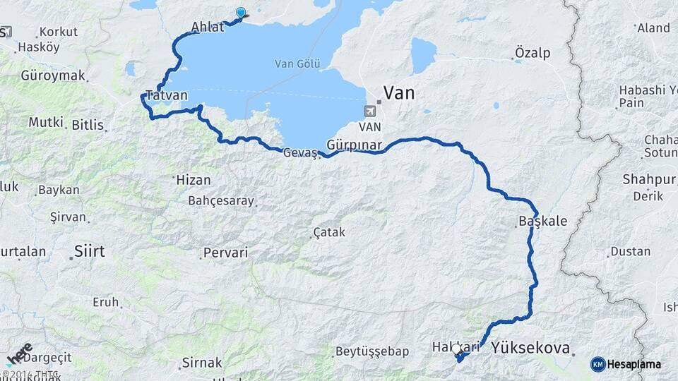 Bitlis Adilcevaz Hakkari Arası Kaç Km - Yol Haritası