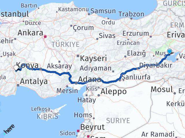 Bitlis Adilcevaz Isparta Arası Kaç Km - Yol Haritası