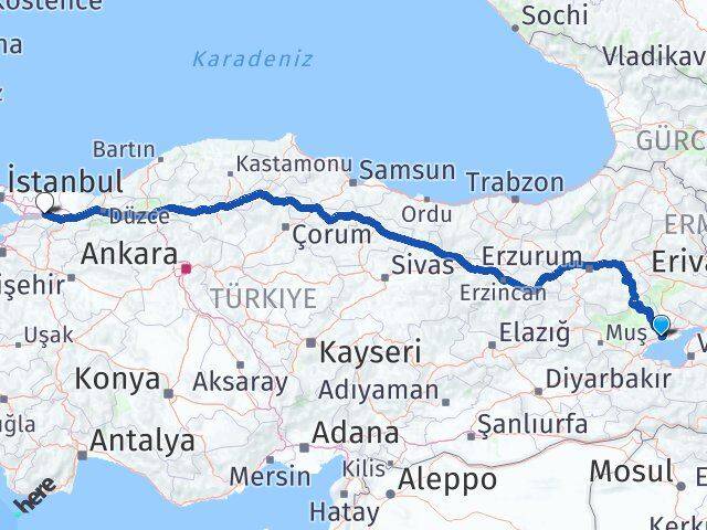 Bitlis Adilcevaz İzmit Kocaeli Arası Kaç Km - Yol Haritası
