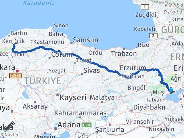 Bitlis Adilcevaz Karabük Arası Kaç Km - Yol Haritası
