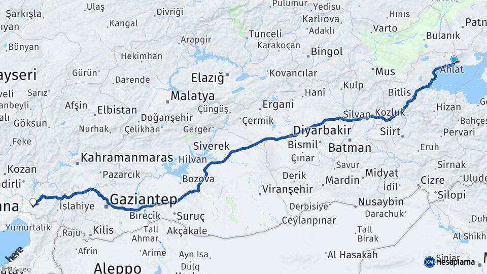 Bitlis Adilcevaz Osmaniye Arası Kaç Km - Yol Haritası