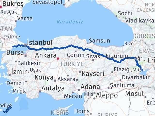 Bitlis Adilcevaz Tekirdağ Arası Kaç Km - Yol Haritası