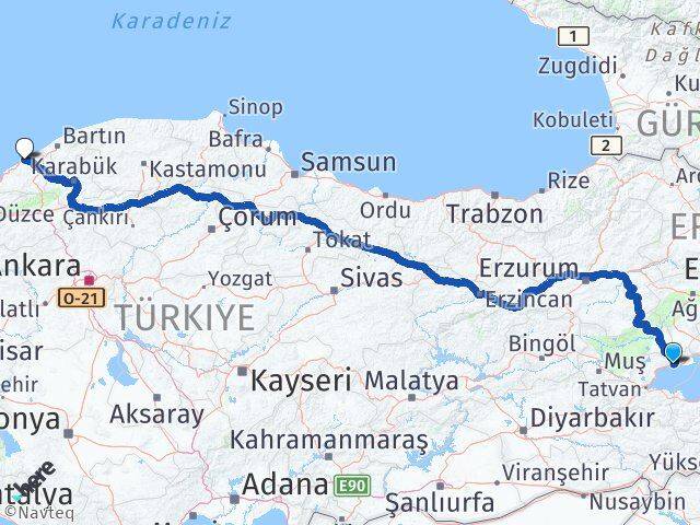 Bitlis Adilcevaz Zonguldak Arası Kaç Km - Yol Haritası