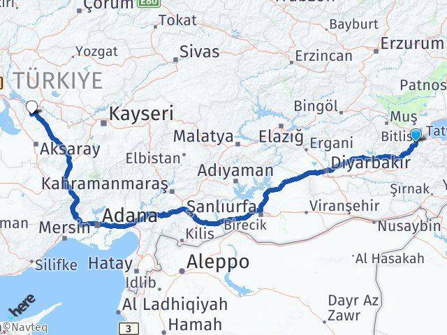 Bitlis Ağaçören Aksaray Arası Kaç Km - Yol Haritası
