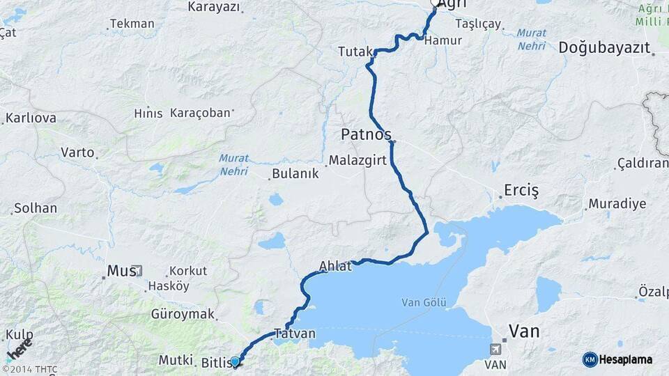 Bitlis Ağrı Arası Kaç Km - Yol Haritası