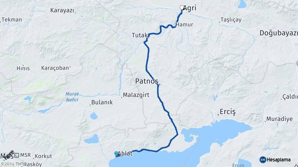 Bitlis Ahlat Ağrı Arası Kaç Km - Yol Haritası