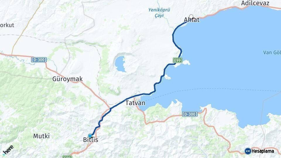 Bitlis Ahlat Arası Kaç Km - Yol Haritası