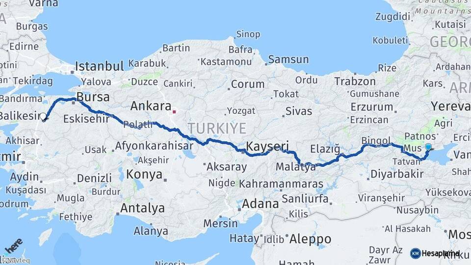 Bitlis Ahlat Balıkesir Arası Kaç Km - Yol Haritası