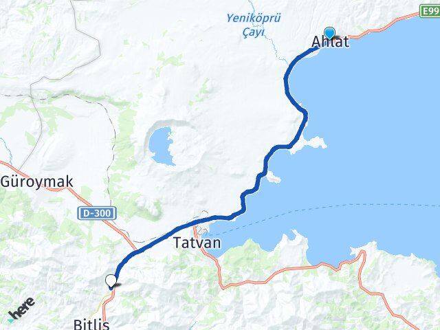 Bitlis Ahlat Beş Minare Arası Kaç Km - Yol Haritası