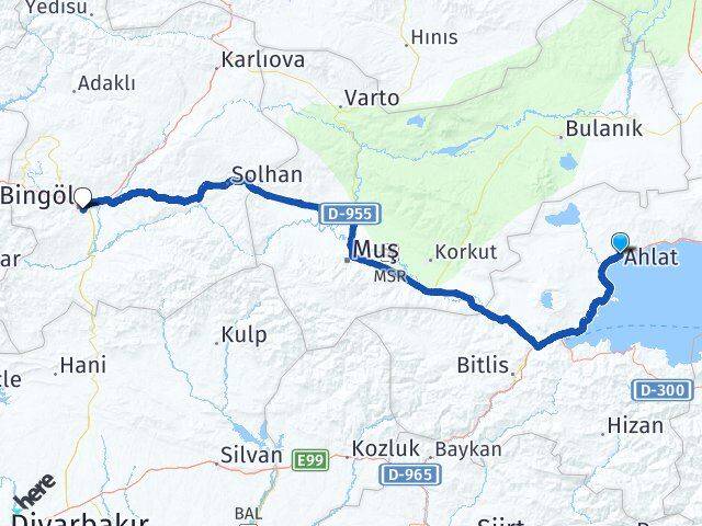 Bitlis Ahlat Bingöl Arası Kaç Km - Yol Haritası