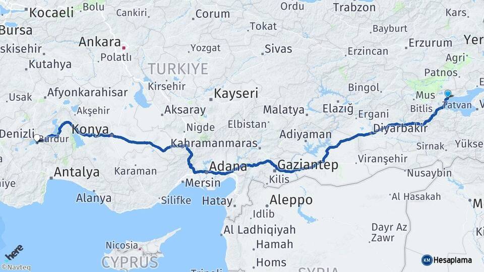 Bitlis Ahlat Burdur Arası Kaç Km - Yol Haritası