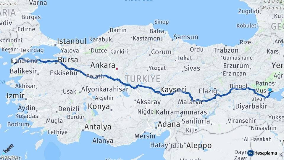 Bitlis Ahlat Çanakkale Arası Kaç Km - Yol Haritası