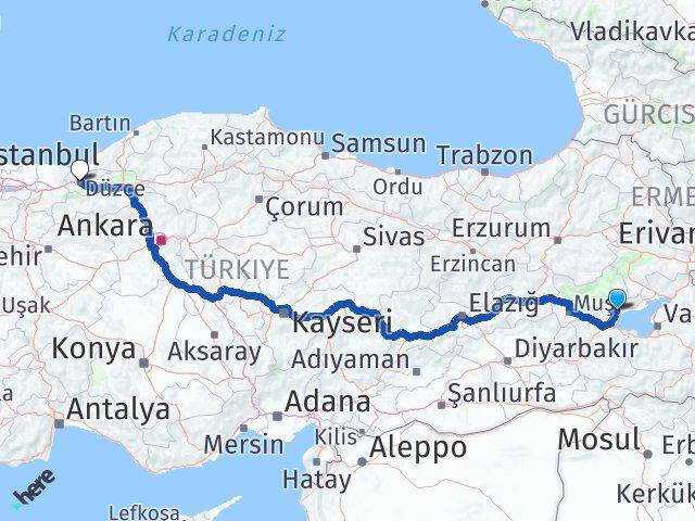 Bitlis Ahlat Düzce Arası Kaç Km - Yol Haritası