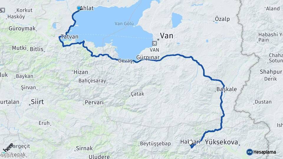 Bitlis Ahlat Hakkari Arası Kaç Km - Yol Haritası
