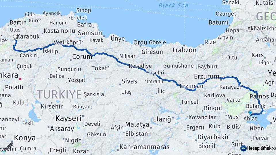Bitlis Ahlat Karabük Arası Kaç Km - Yol Haritası