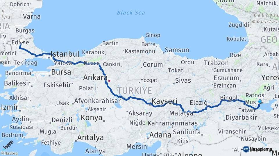Bitlis Ahlat Kırklareli Arası Kaç Km - Yol Haritası