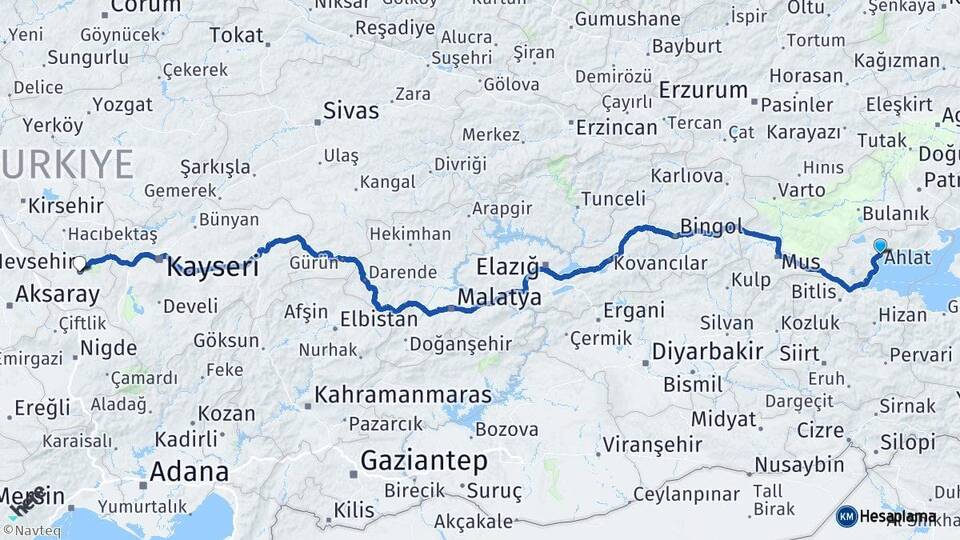 Bitlis Ahlat Nevşehir Arası Kaç Km - Yol Haritası