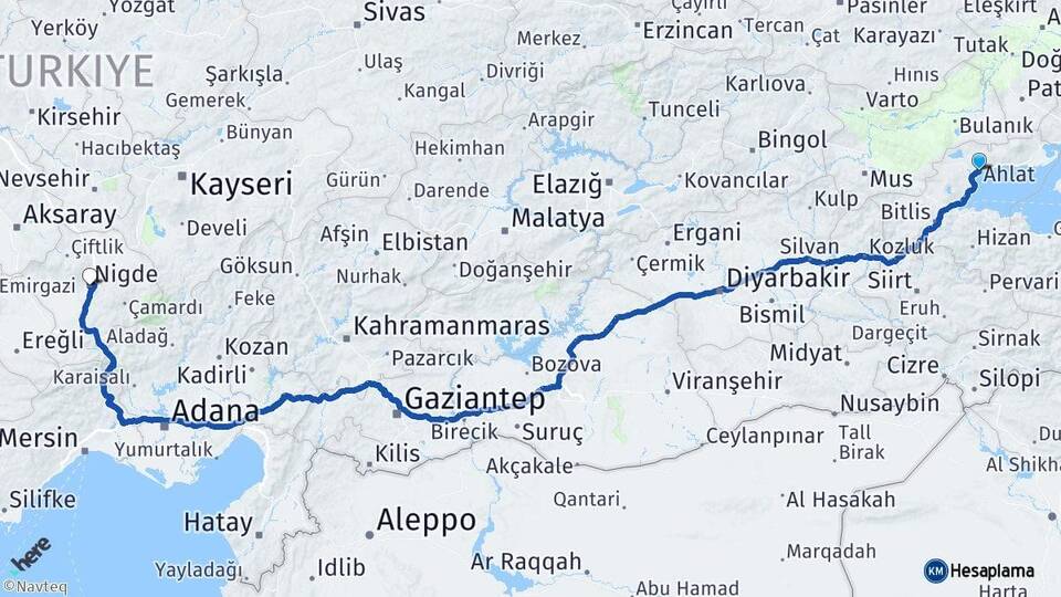 Bitlis Ahlat Niğde Arası Kaç Km - Yol Haritası