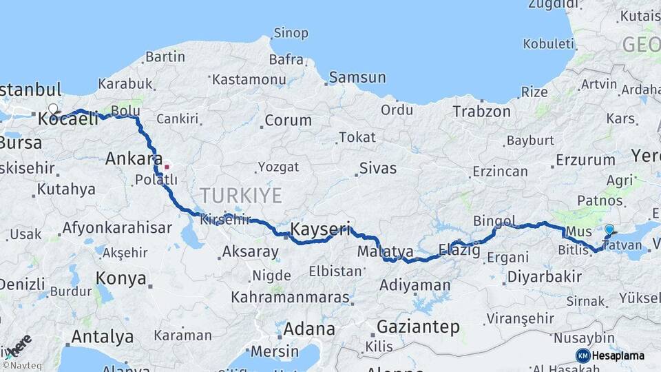 Bitlis Ahlat Sakarya Arası Kaç Km - Yol Haritası