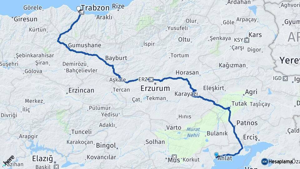 Bitlis Ahlat Trabzon Arası Kaç Km - Yol Haritası