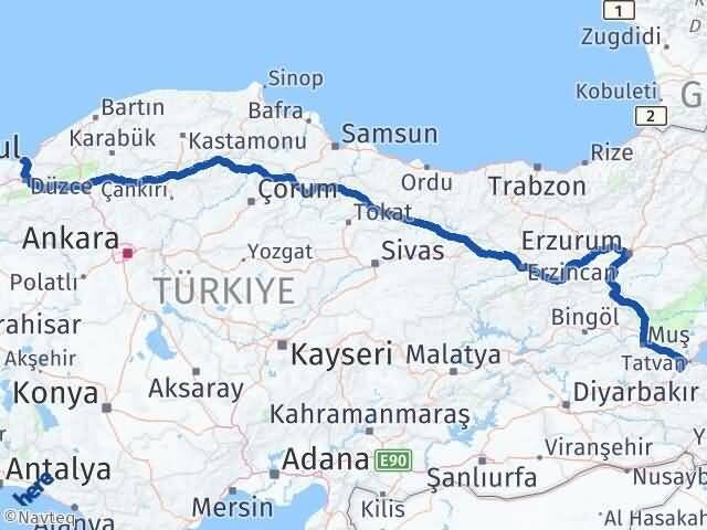 Bitlis Akçakoca Düzce Arası Kaç Km - Yol Haritası