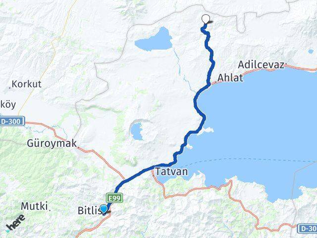 Bitlis Akçaören Ahlat Arası Kaç Km - Yol Haritası