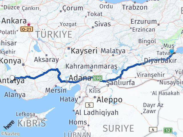 Bitlis Akseki Antalya Arası Kaç Km - Yol Haritası