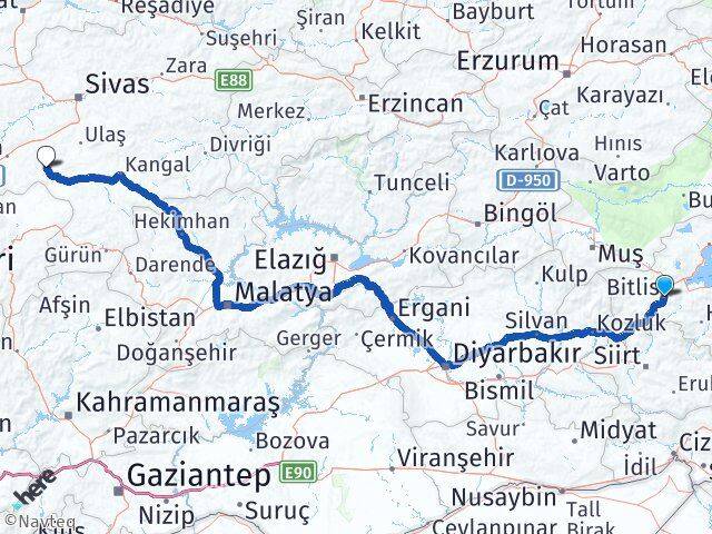 Bitlis Altınyayla Sivas Arası Kaç Km - Yol Haritası