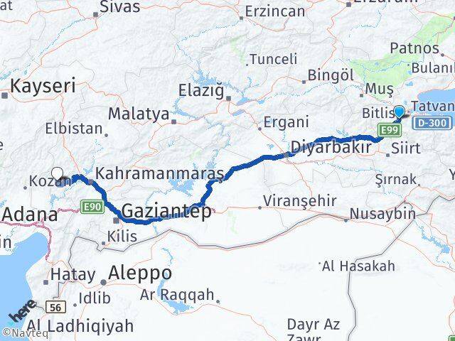 Bitlis Andırın Kahramanmaraş Arası Kaç Km - Yol Haritası