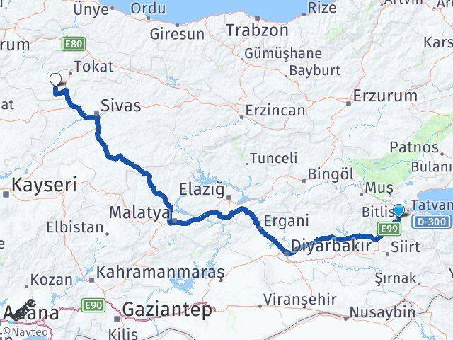 Bitlis Artova Tokat Arası Kaç Km - Yol Haritası