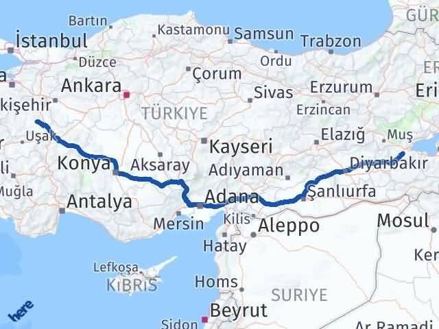 Bitlis Aslanapa Kütahya Arası Kaç Km - Yol Haritası