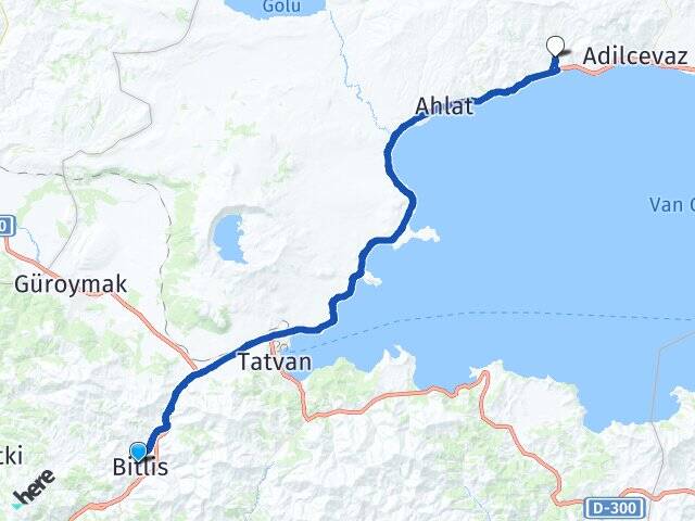 Bitlis Bahçedere Adilcevaz Arası Kaç Km - Yol Haritası