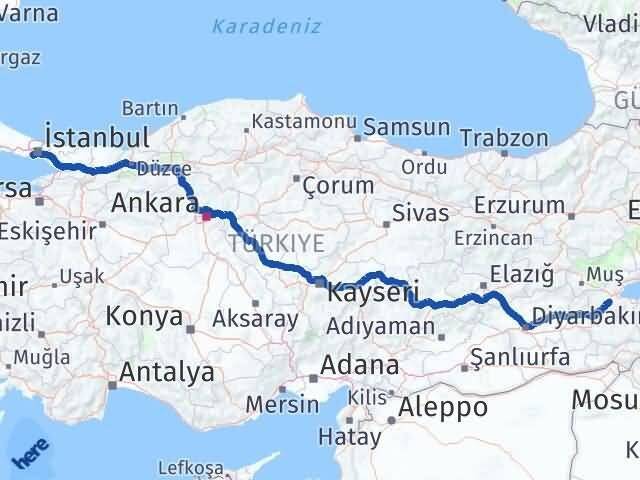 Bitlis Bakırköy İstanbul Arası Kaç Km - Yol Haritası