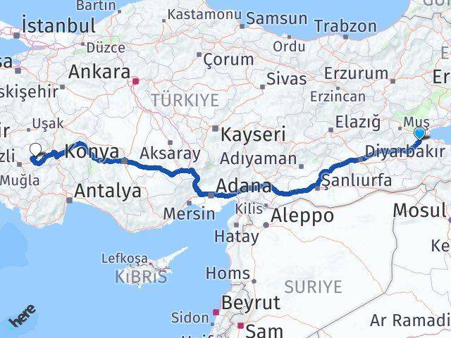 Bitlis Baklan Denizli Arası Kaç Km - Yol Haritası