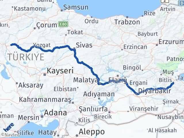Bitlis Balışeyh Kırıkkale Arası Kaç Km - Yol Haritası