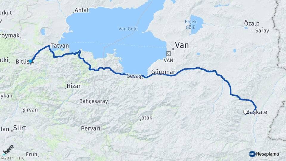 Bitlis Başkale Van Arası Kaç Km - Yol Haritası