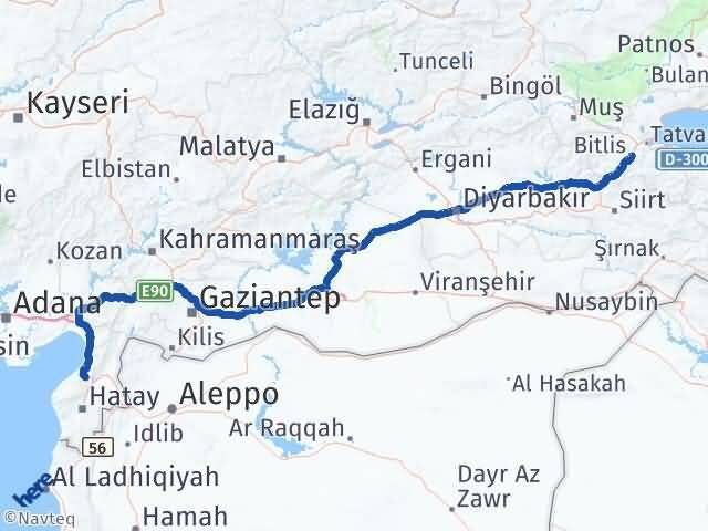 Bitlis Belen Hatay Arası Kaç Km - Yol Haritası