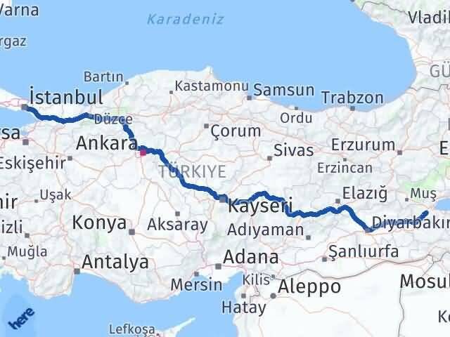 Bitlis Beyoğlu İstanbul Arası Kaç Km - Yol Haritası