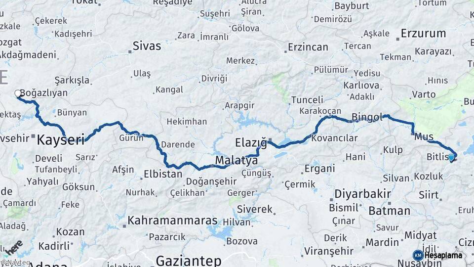 Bitlis Boğazlıyan Arası Kaç Km - Yol Tarifi