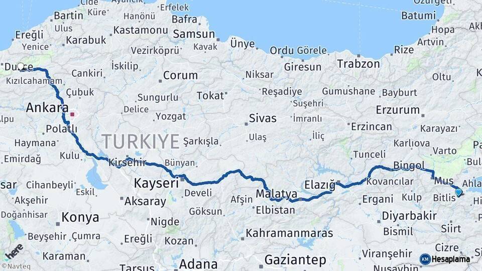 Bitlis Bolu Arası Kaç Km - Yol Haritası