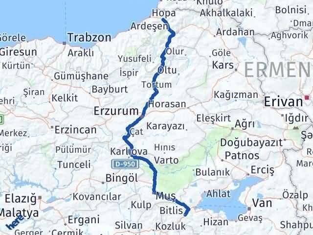 Bitlis Borçka Artvin Arası Kaç Km - Yol Haritası