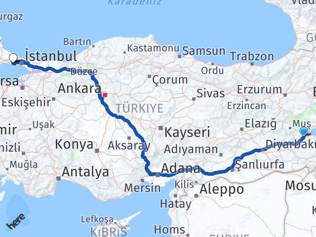Bitlis Büyükçekmece İstanbul Arası Kaç Km - Yol Haritası