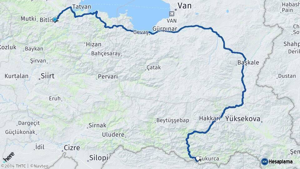 Bitlis Çukurca Hakkari Arası Kaç Km - Yol Haritası