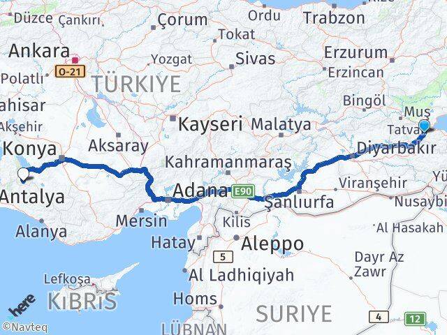Bitlis Derebucak Konya Arası Kaç Km - Yol Haritası