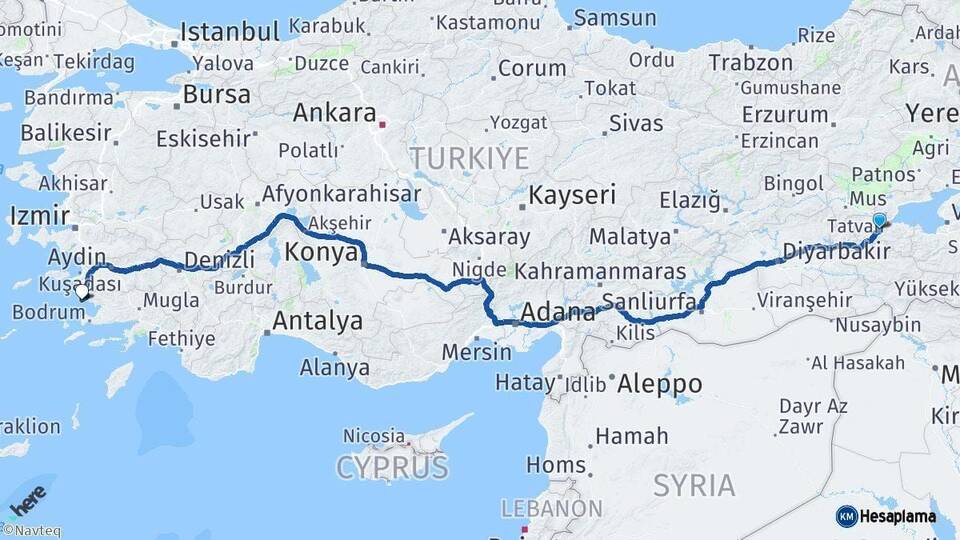 Bitlis Didim Aydın Arası Kaç Km - Yol Haritası