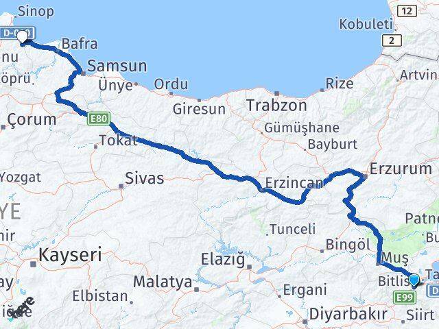 Bitlis Dikmen Sinop Arası Kaç Km - Yol Haritası