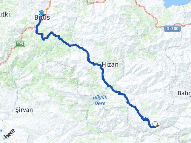 Bitlis Döküktaş Hizan Arası Kaç Km - Yol Haritası