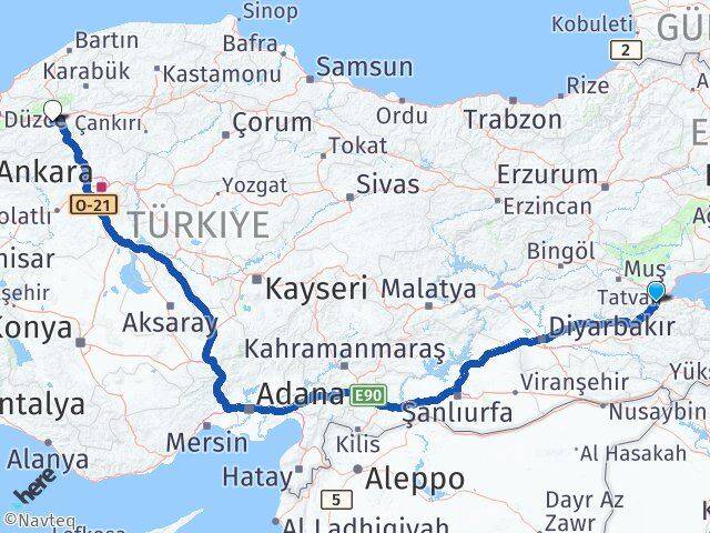 Bitlis Dörtdivan Bolu Arası Kaç Km - Yol Haritası