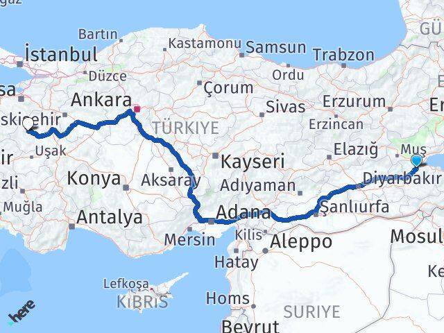 Bitlis Emet Kütahya Arası Kaç Km - Yol Haritası