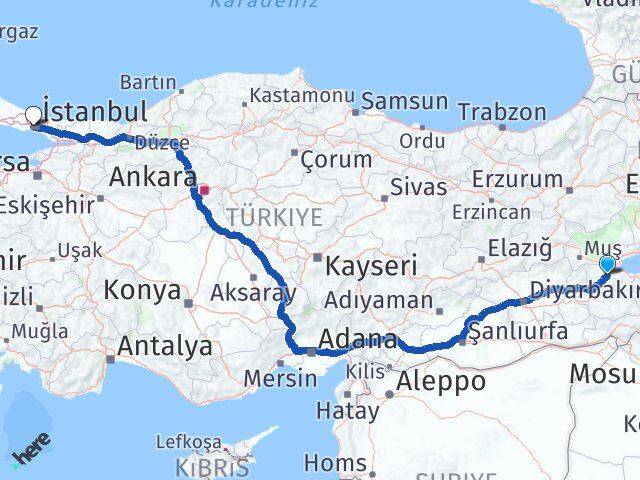Bitlis Fatih İstanbul Arası Kaç Km - Yol Haritası